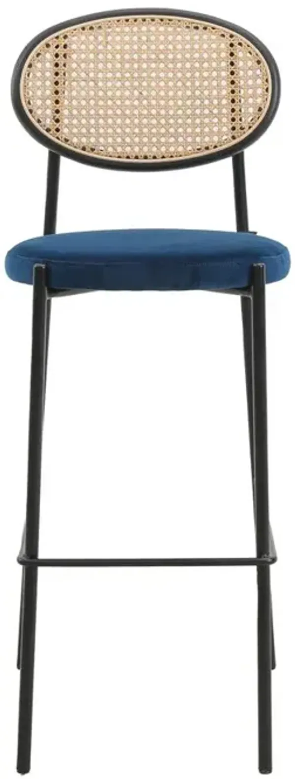 LeisureMod Euston Modern Wicker Bar Stool With Black Steel Frame