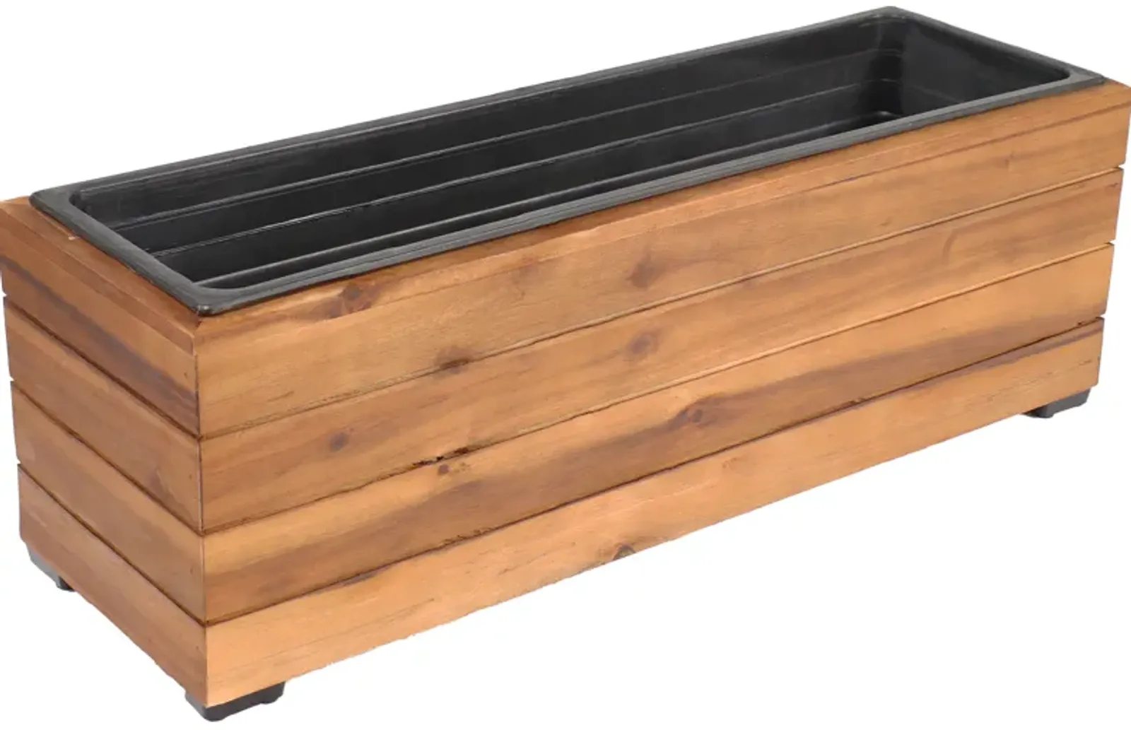 Sunnydaze Acacia Rectangle Planter Box with Plastic Liner