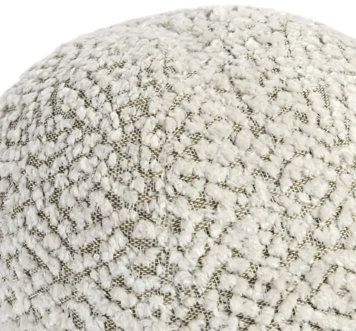 Rias Throw Pillow, Pierced Design, Round 12 Inch Ivory Cotton Linen - Benzara