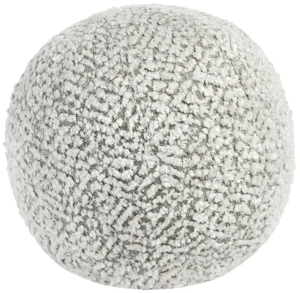 Rias Throw Pillow, Pierced Design, Round 12 Inch Ivory Cotton Linen - Benzara