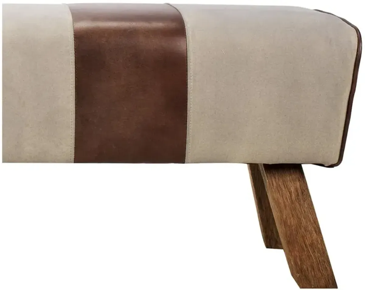 Pommel Sports-Inspired Leather and Canvas Bench - Modern Collection, Belen Kox