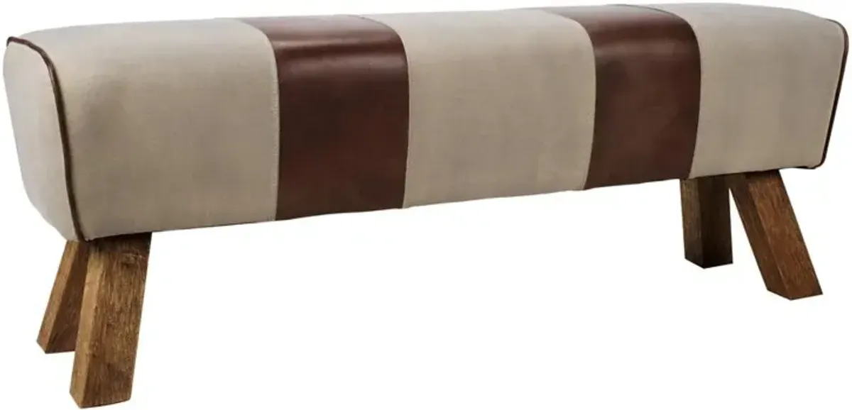 Pommel Sports-Inspired Leather and Canvas Bench - Modern Collection, Belen Kox