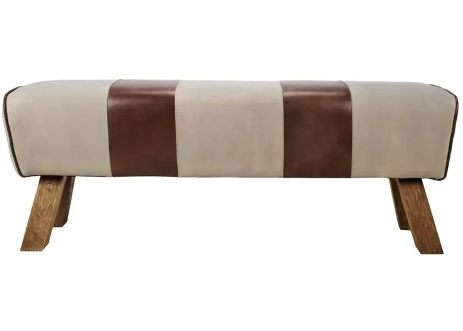 Pommel Sports-Inspired Leather and Canvas Bench - Modern Collection, Belen Kox