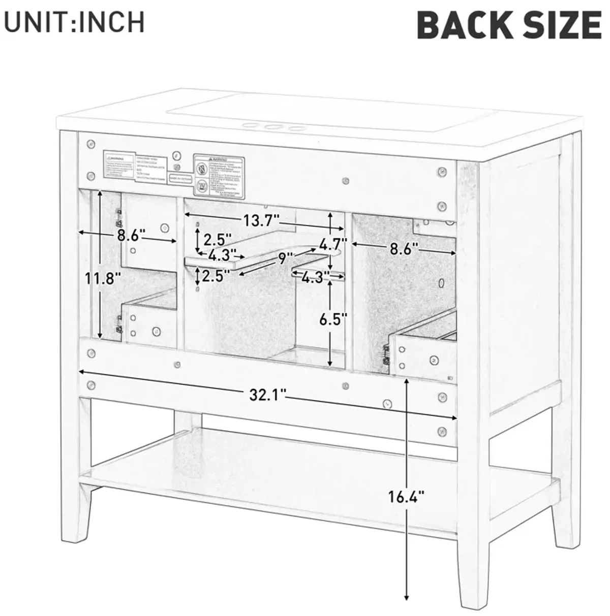 Merax 36" Bathroom Vanity Cabinet Base Only