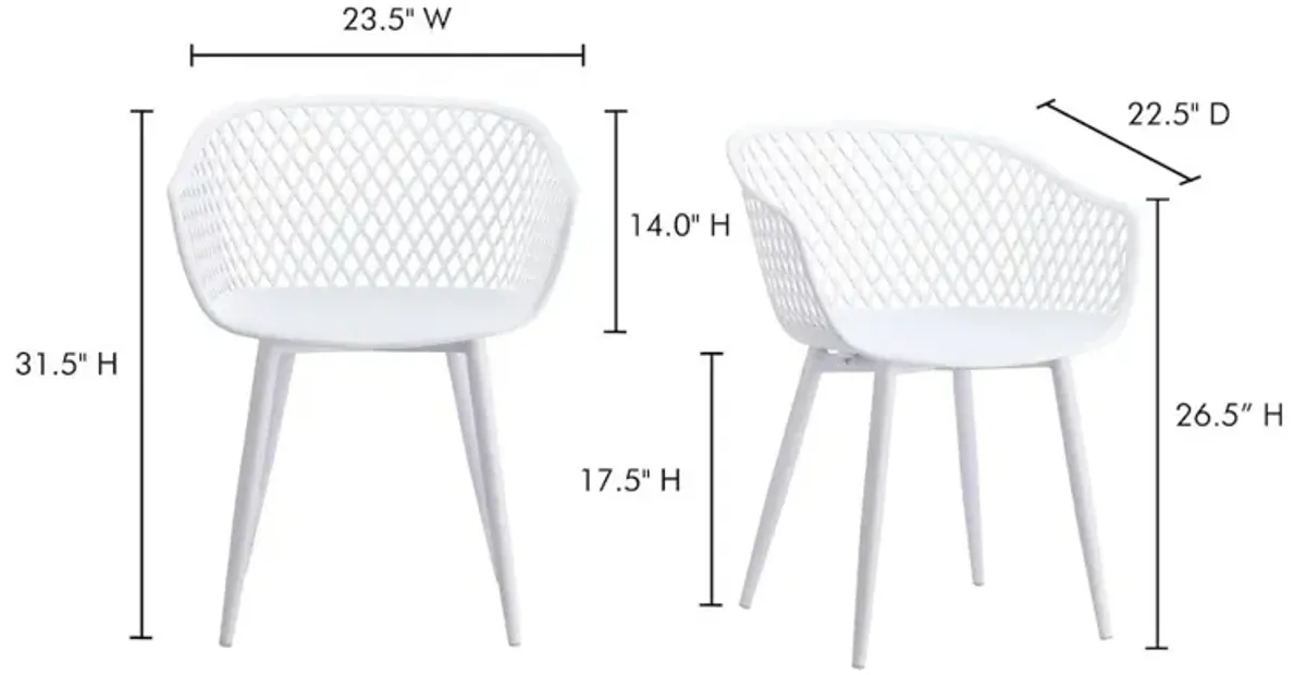 Moe's Home Collection Piazza Outdoor Chair White-Set Of Two