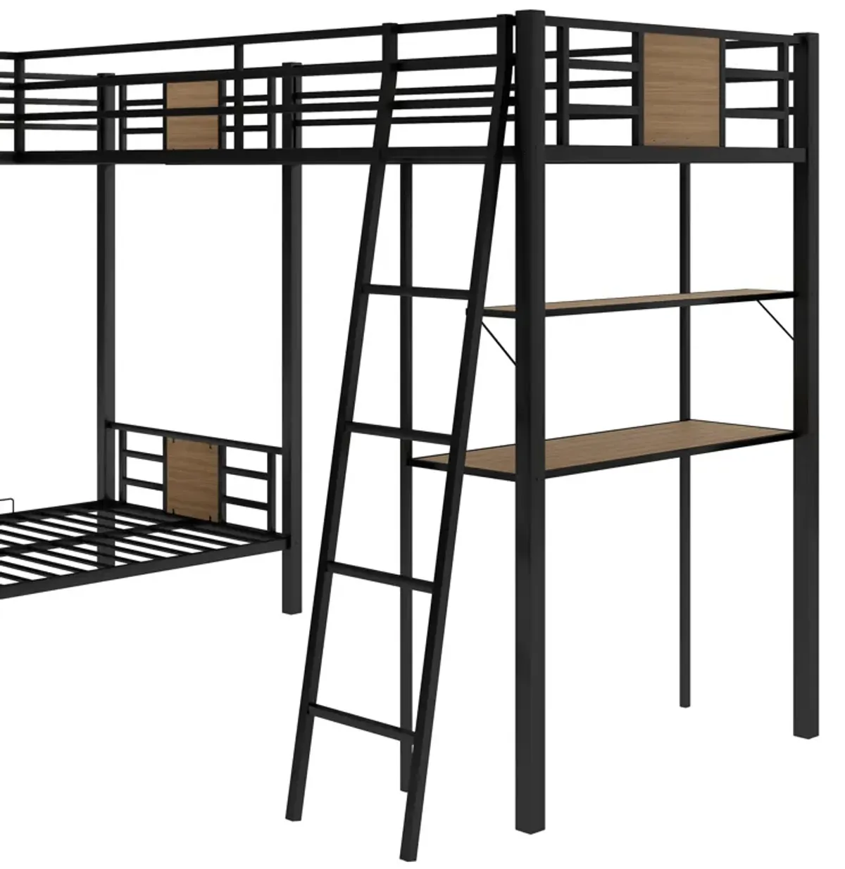 Merax  L-Shaped Bunk Bed Loft Bed with Desk and Shelf