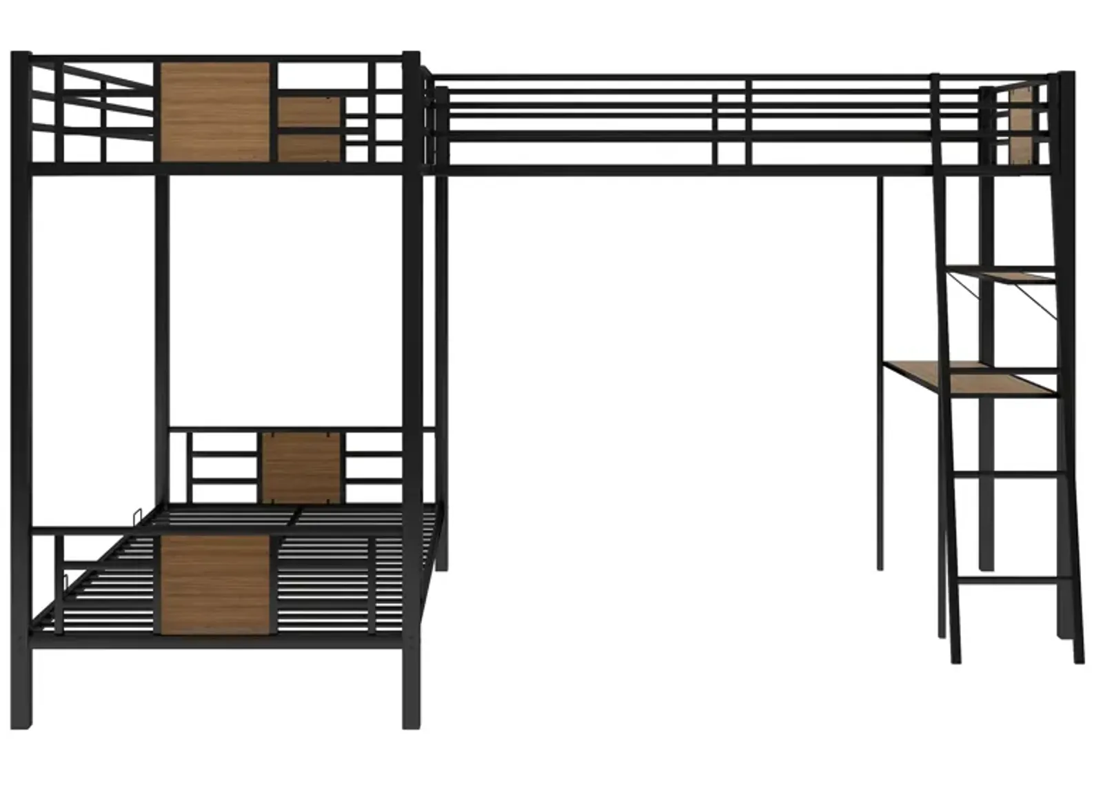 Merax  L-Shaped Bunk Bed Loft Bed with Desk and Shelf