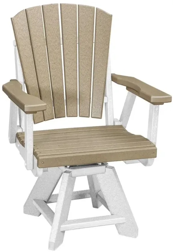 American Furniture Classics Dining Height Swivel Arm Chair in Weatherwood with a White Base
