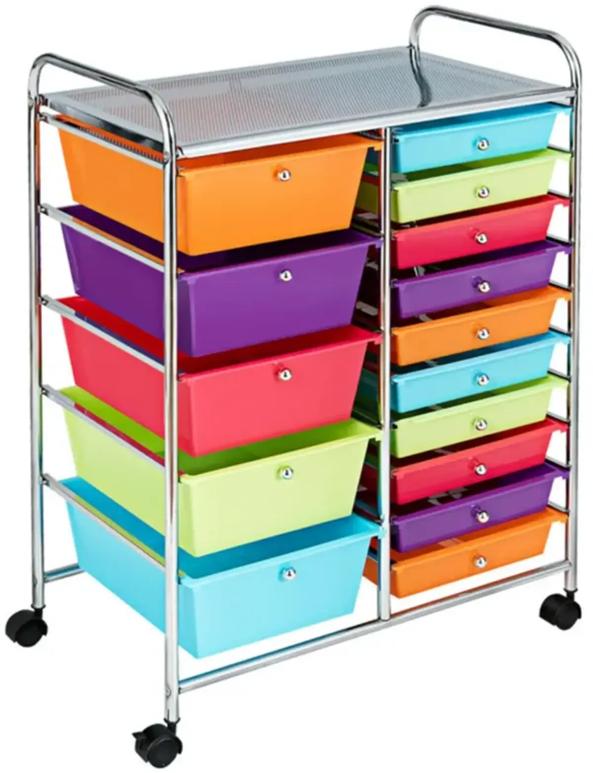 Hivvago 15-Drawer Utility Rolling Organizer Cart Multi-Use Storage