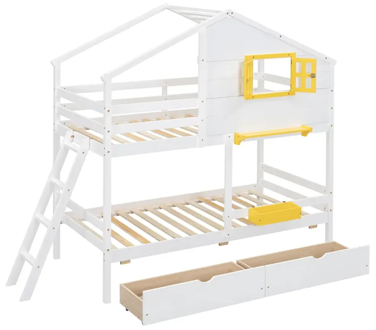 Merax Wood Bunk Bed with Storage Drawers