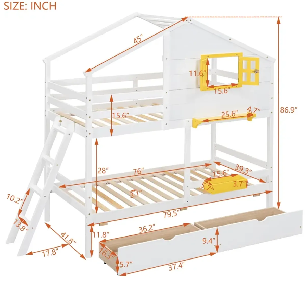 Merax Wood Bunk Bed with Storage Drawers