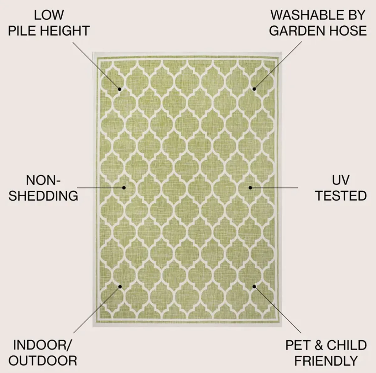 Trebol Moroccan Trellis Textured Weave Indoor/Outdoor Area Rug