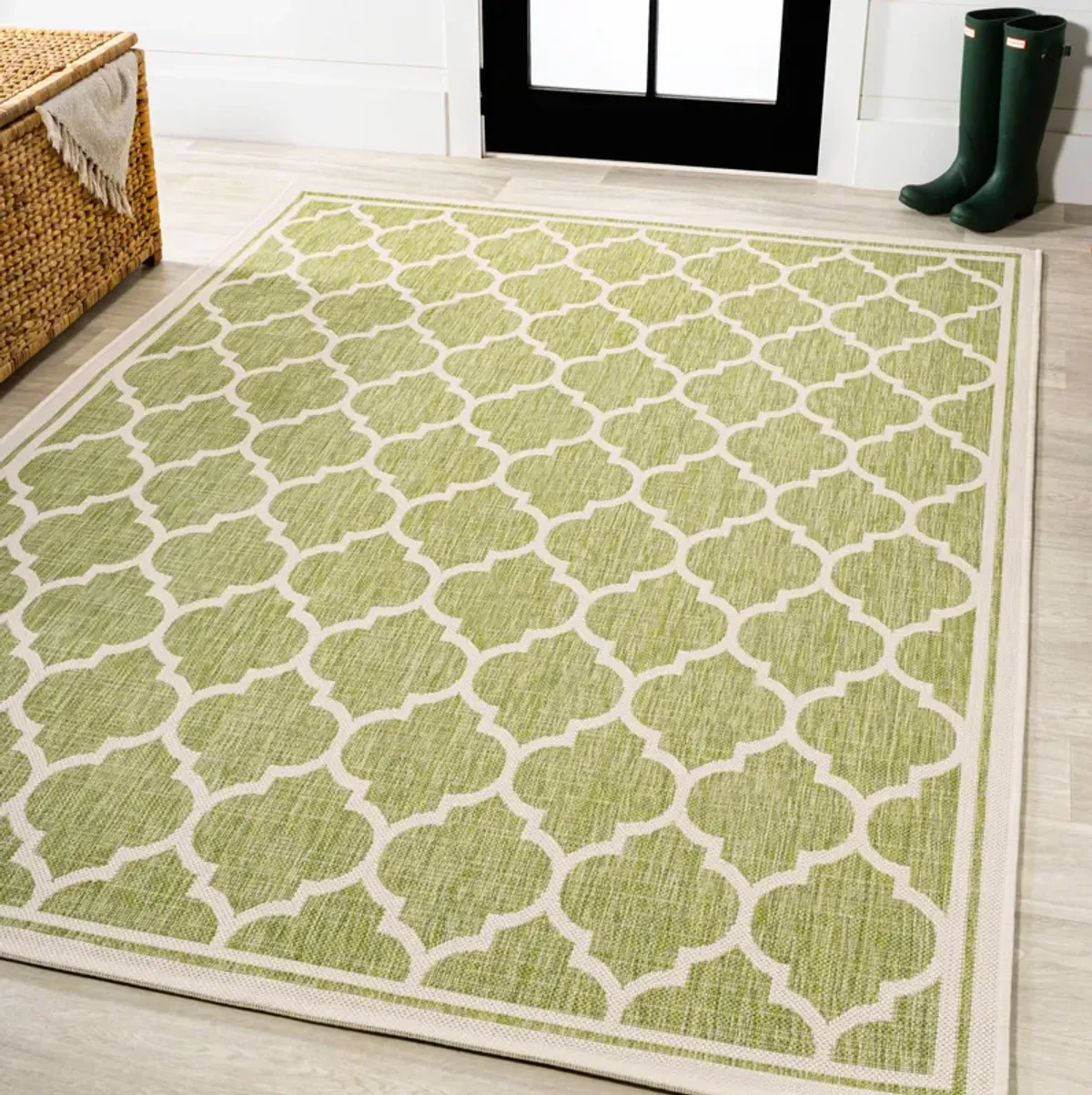 Trebol Moroccan Trellis Textured Weave Indoor/Outdoor Area Rug