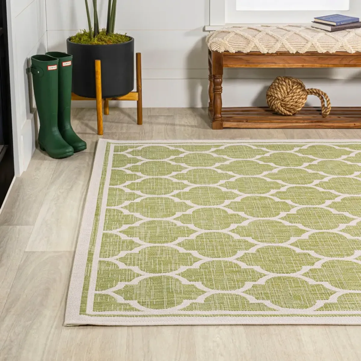 Trebol Moroccan Trellis Textured Weave Indoor/Outdoor Area Rug