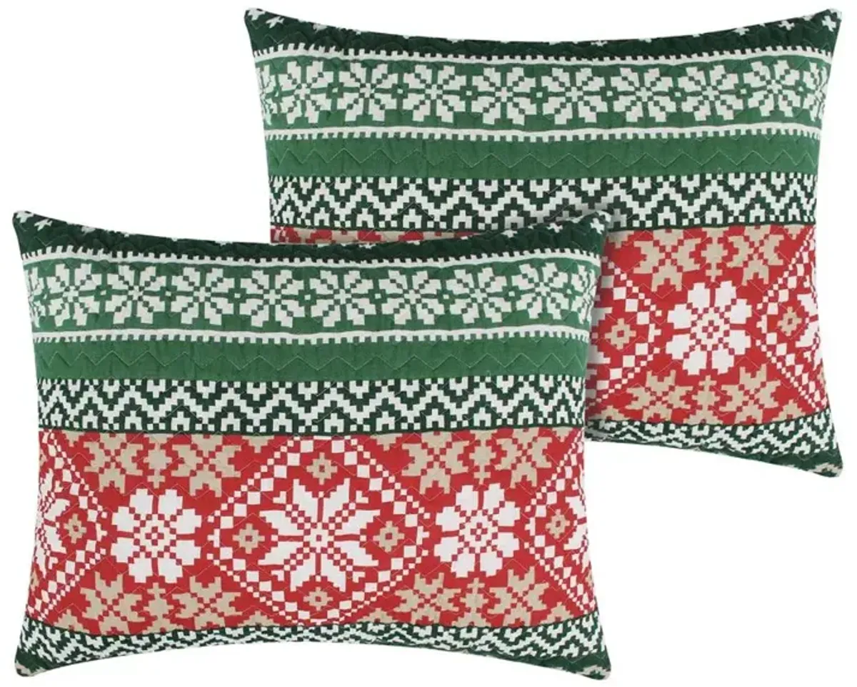 Greenland Home Fashion Fair Isle Ultra Comfortable Pillow Sham Standard Red