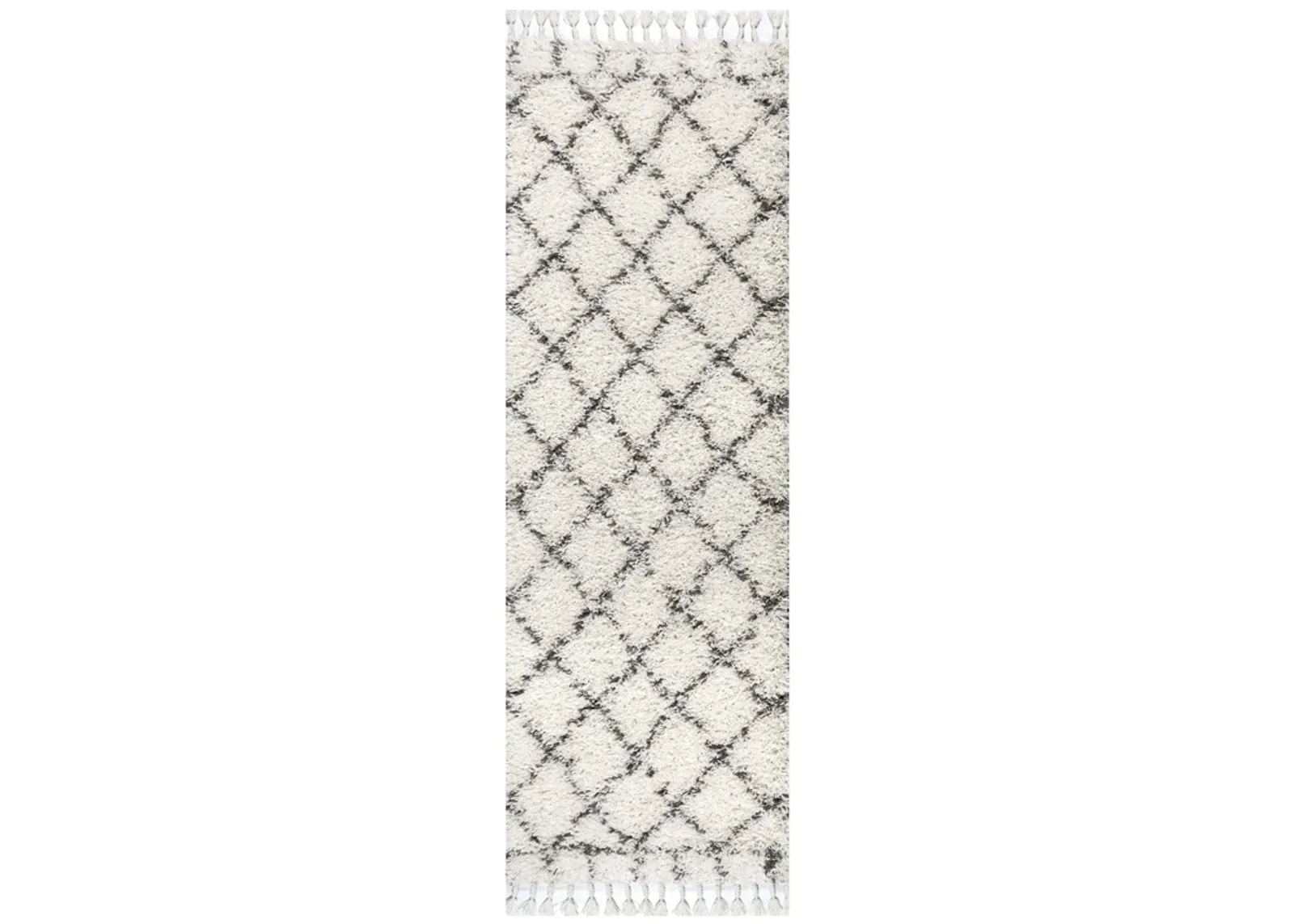 Mercer Shag Plush Tassel Moroccan Geometric Trellis Area Rug