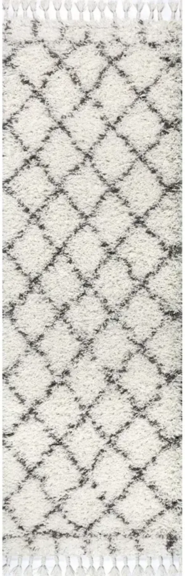 Mercer Shag Plush Tassel Moroccan Geometric Trellis Area Rug