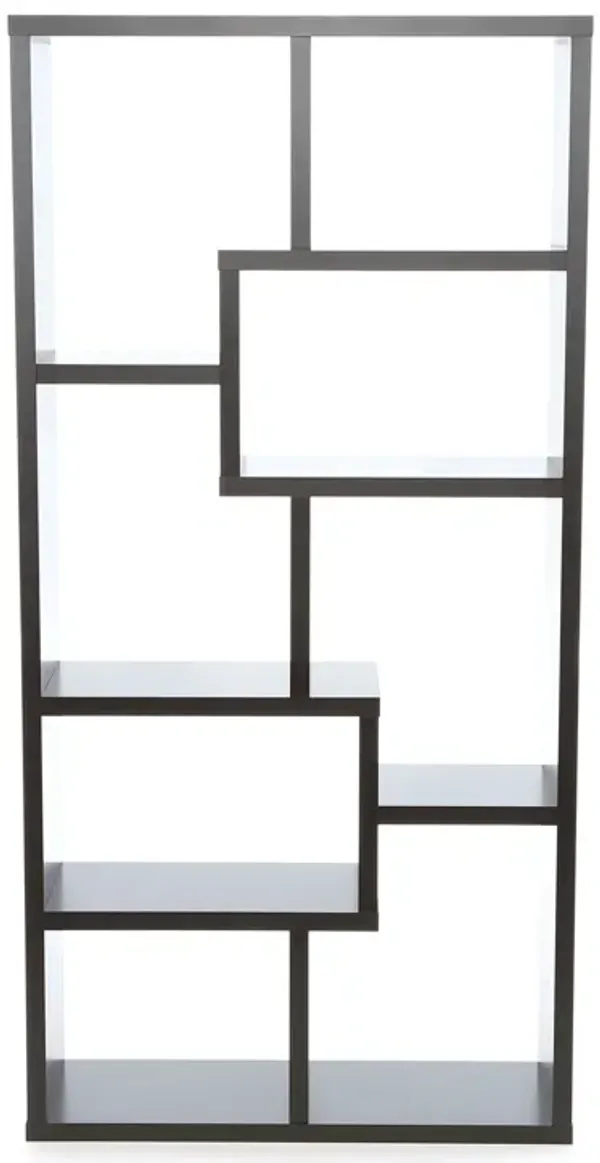 Hivvago Modern 70-in High Display Cabinet Bookcase in Dark Brown Cappuccino Wood Finish