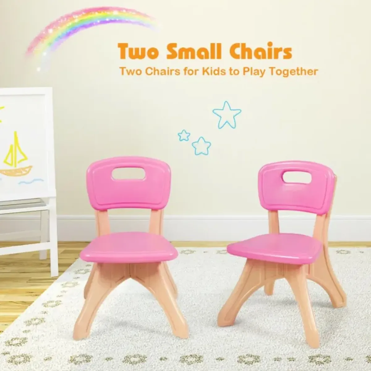 Hivvago In/Outdoor 3-Piece Plastic Children Play Table & Chair Set