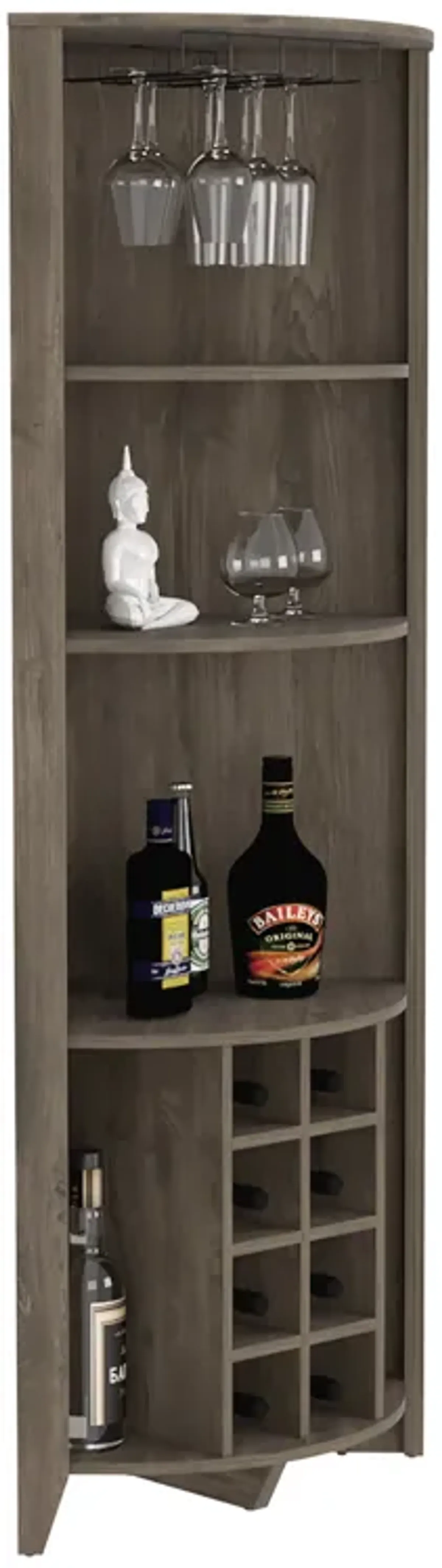 Corner Bar Cabinet Castle, Living Room, Dark Brown