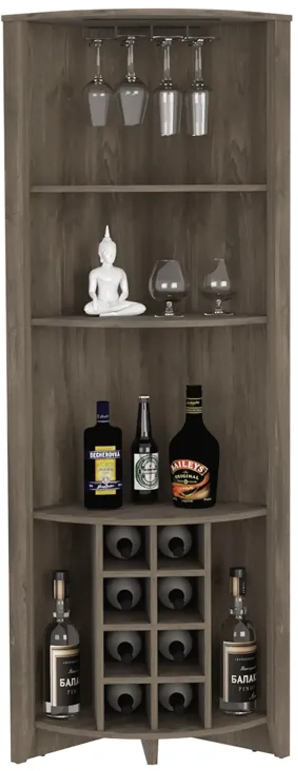 Corner Bar Cabinet Castle, Living Room, Dark Brown