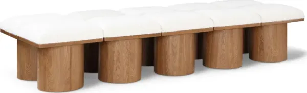 Meridian Furniture Pavilion Cream Boucle Fabric Bench