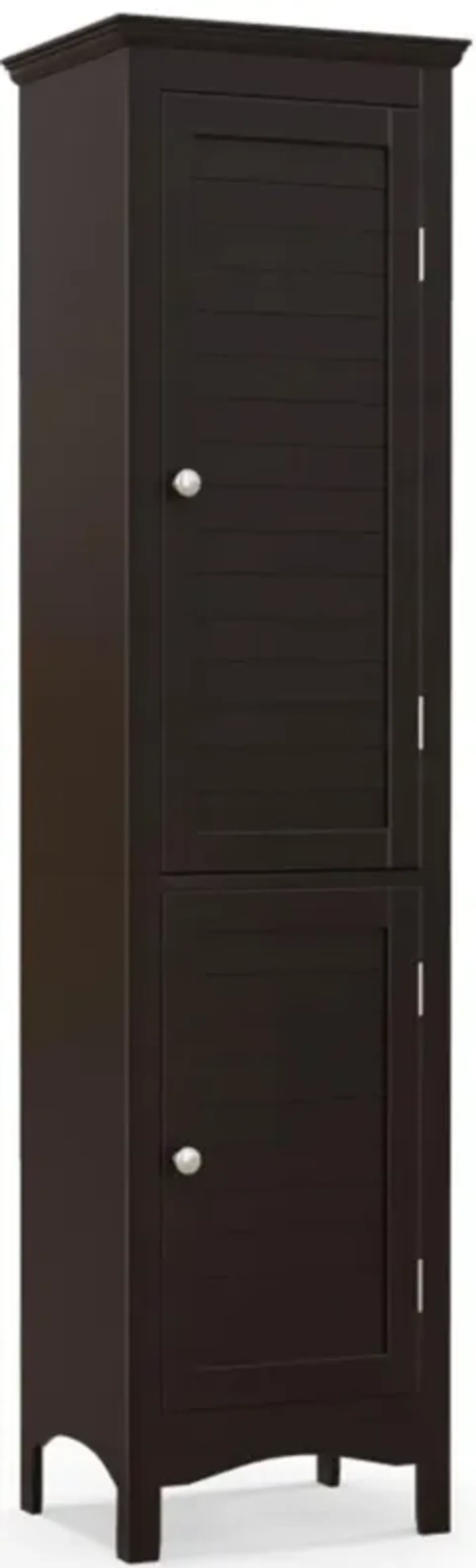 Hivvago Tall Bathroom Floor Cabinet with Shutter Doors and Adjustable Shelf