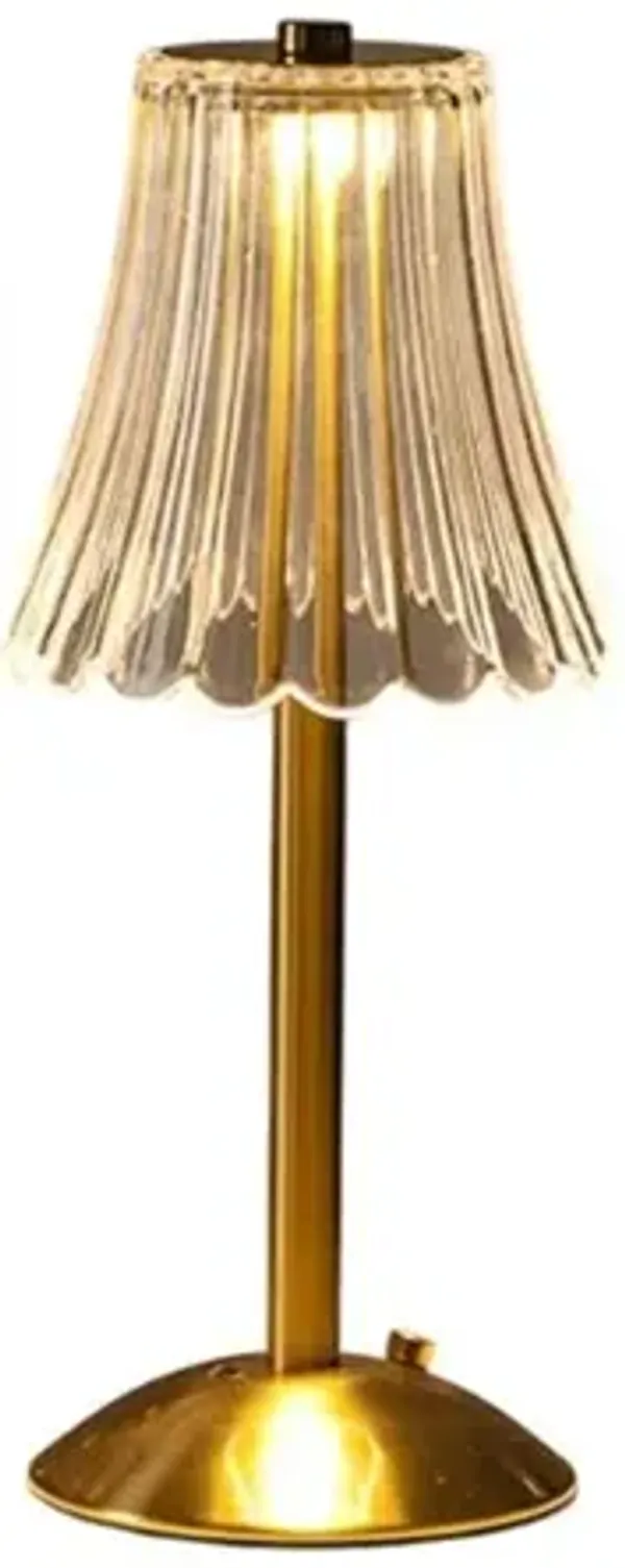 12" Gold Cordless LED Table Lamp – Rechargeable Brass Accent Light