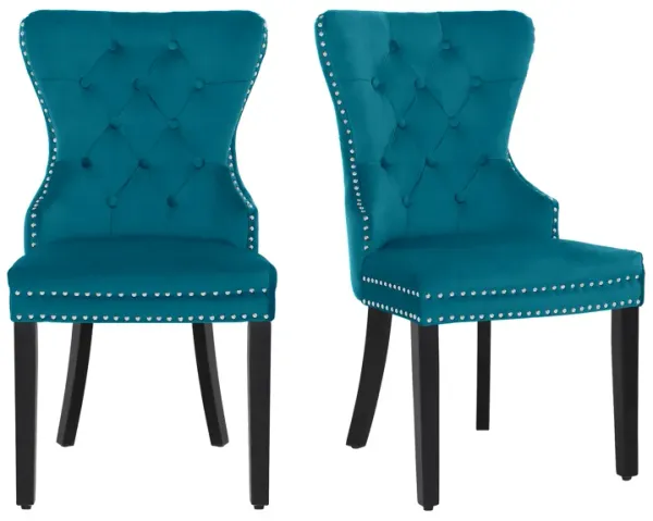 WestinTrends Velvet Upholstered Tufted Dining Chairs (Set of 2)