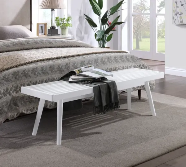 Streamdale Larwich White Solid Wood Slatted Bench