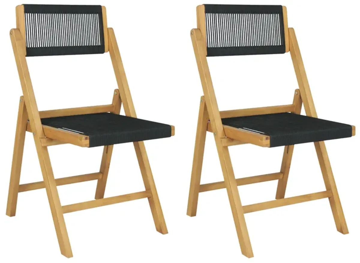 Olivier Coastal Modern Wood Roped Folding Chair with Adjustable Back