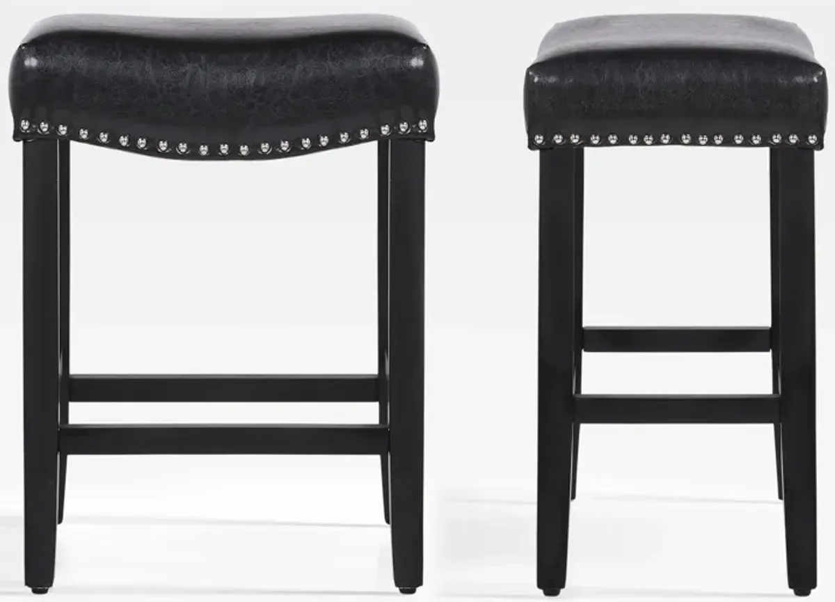 WestinTrends 24" Upholstered Saddle Seat Counter Stool (Set of 2)