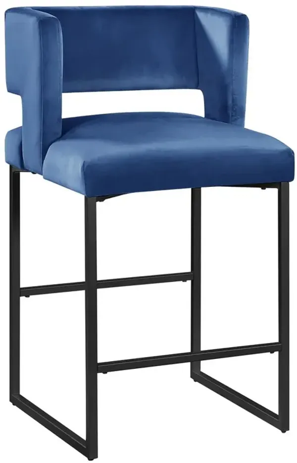 Lynx Velvet Bar Stools in Matte Black (Set of 2)