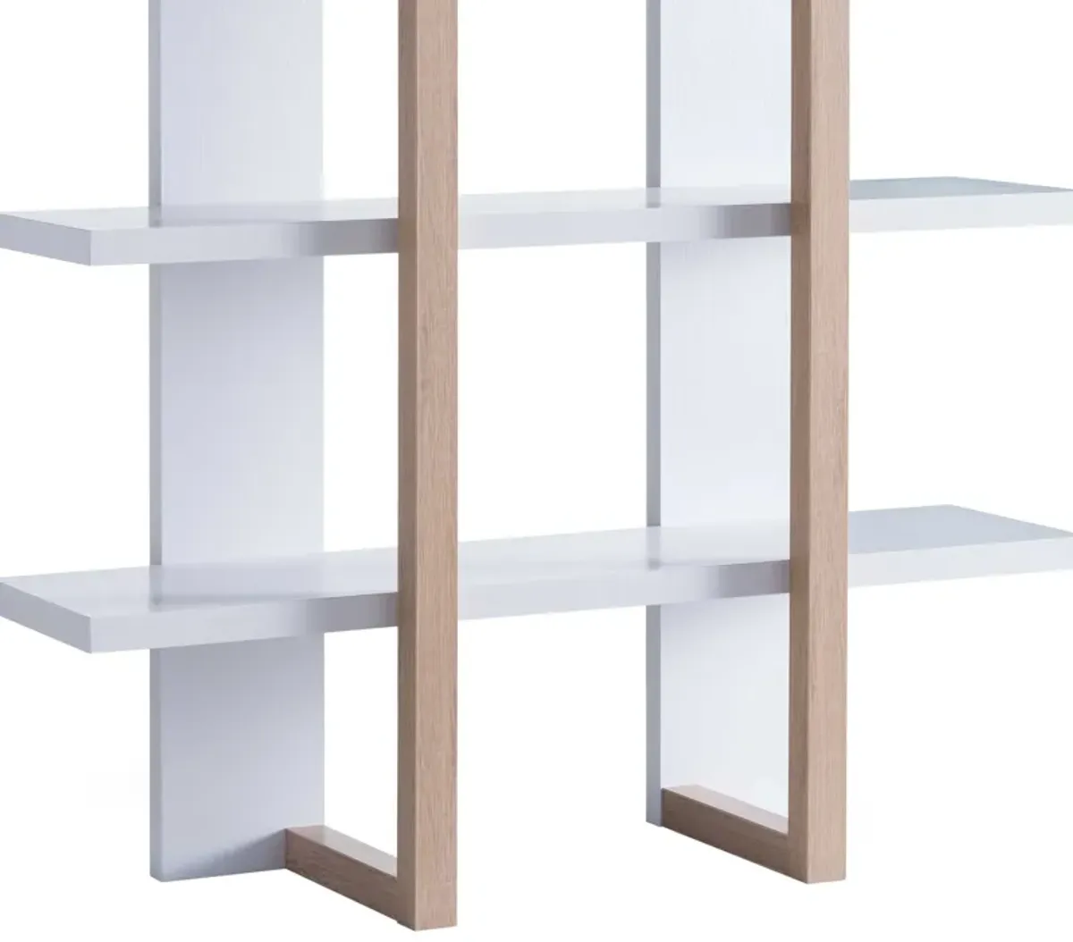 71 Inches Rectangular 4 Tier Wooden Bookcase, White and Brown-Benzara