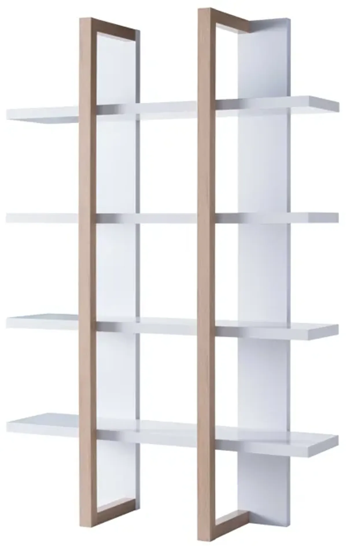 71 Inches Rectangular 4 Tier Wooden Bookcase, White and Brown-Benzara