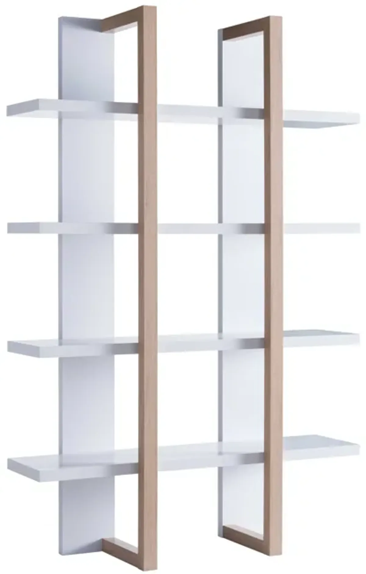 71 Inches Rectangular 4 Tier Wooden Bookcase, White and Brown-Benzara