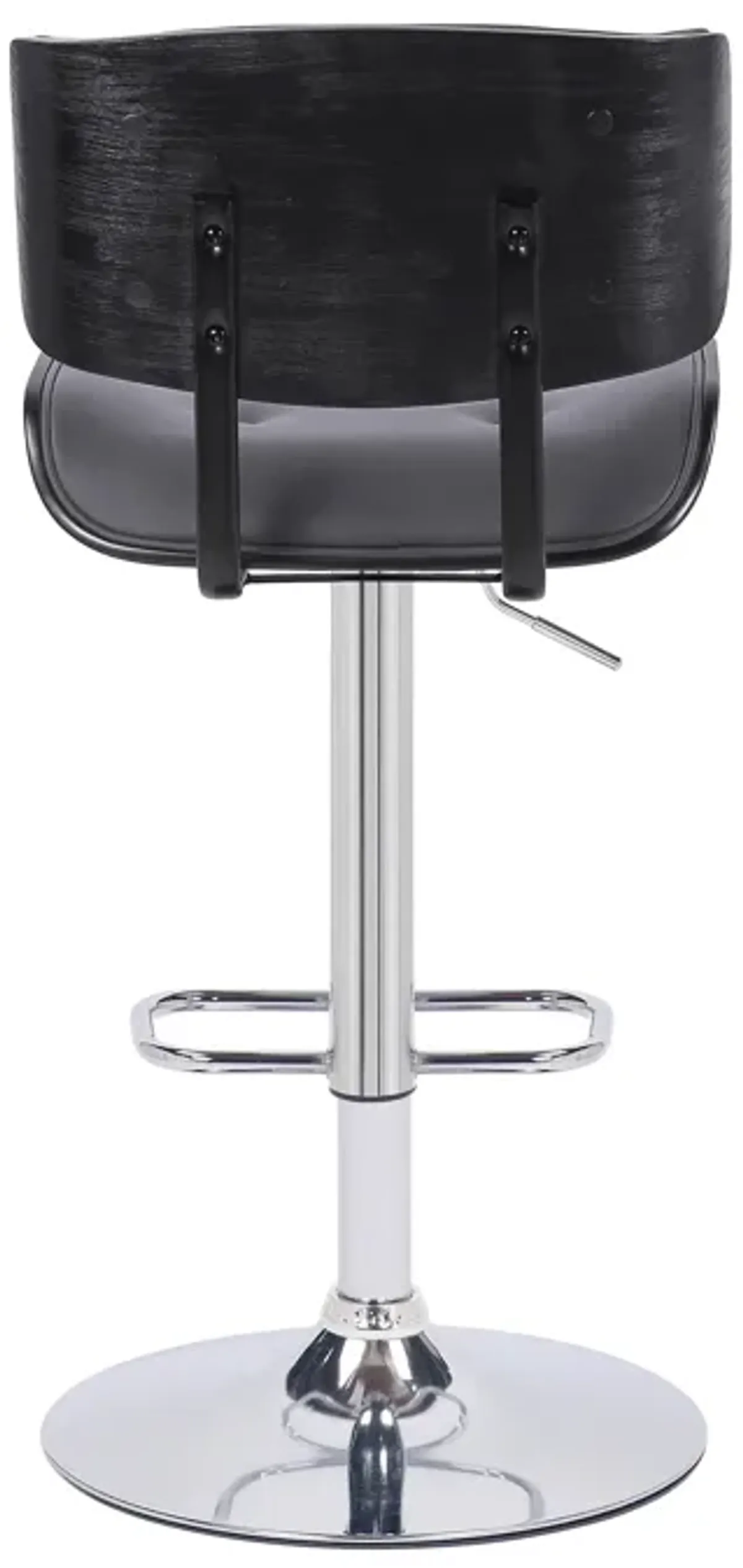 Brooklyn Adjustable Swivel Black Faux Leather and Black Wood Stool with Black Base