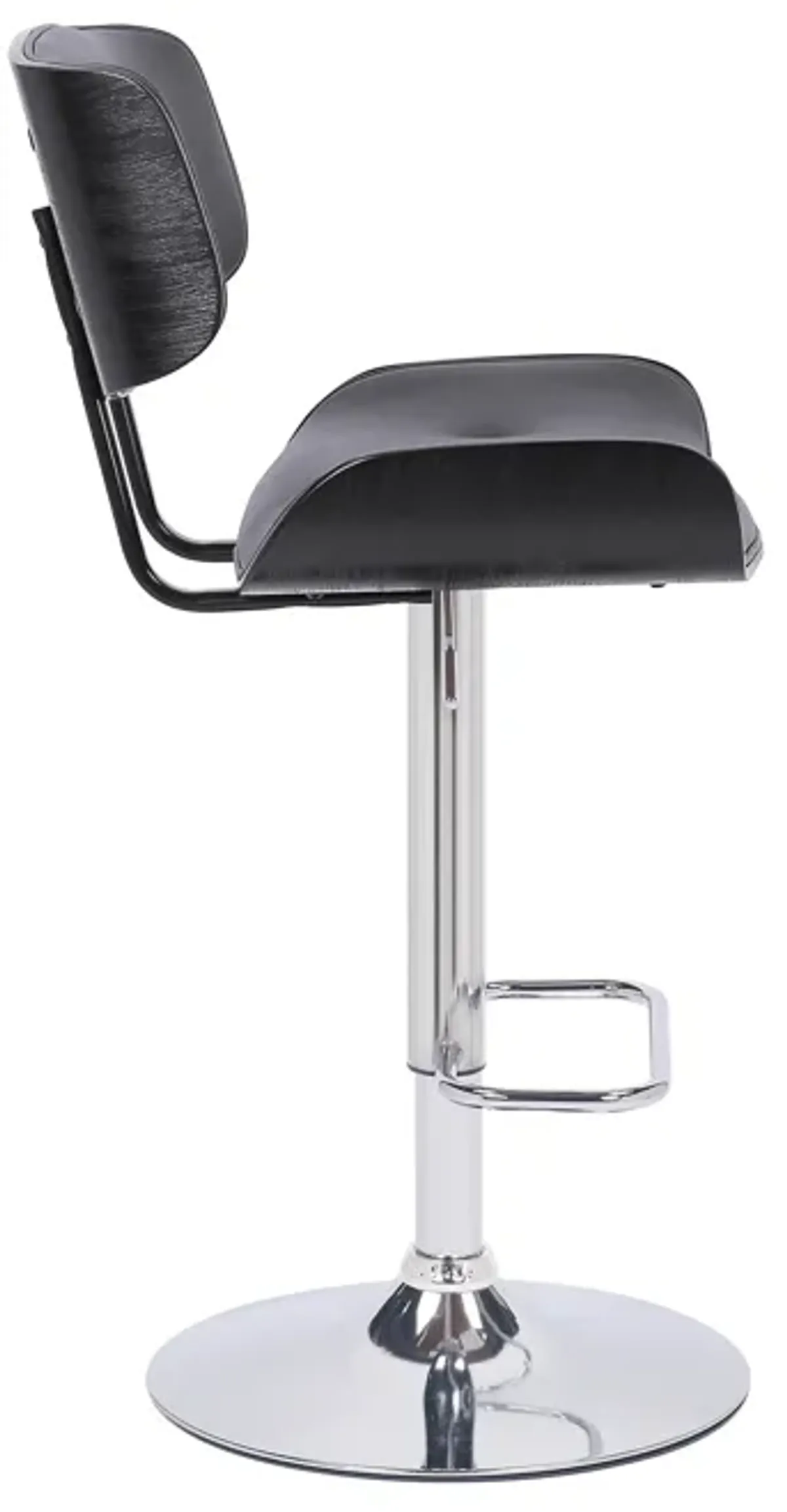 Brooklyn Adjustable Swivel Black Faux Leather and Black Wood Stool with Black Base