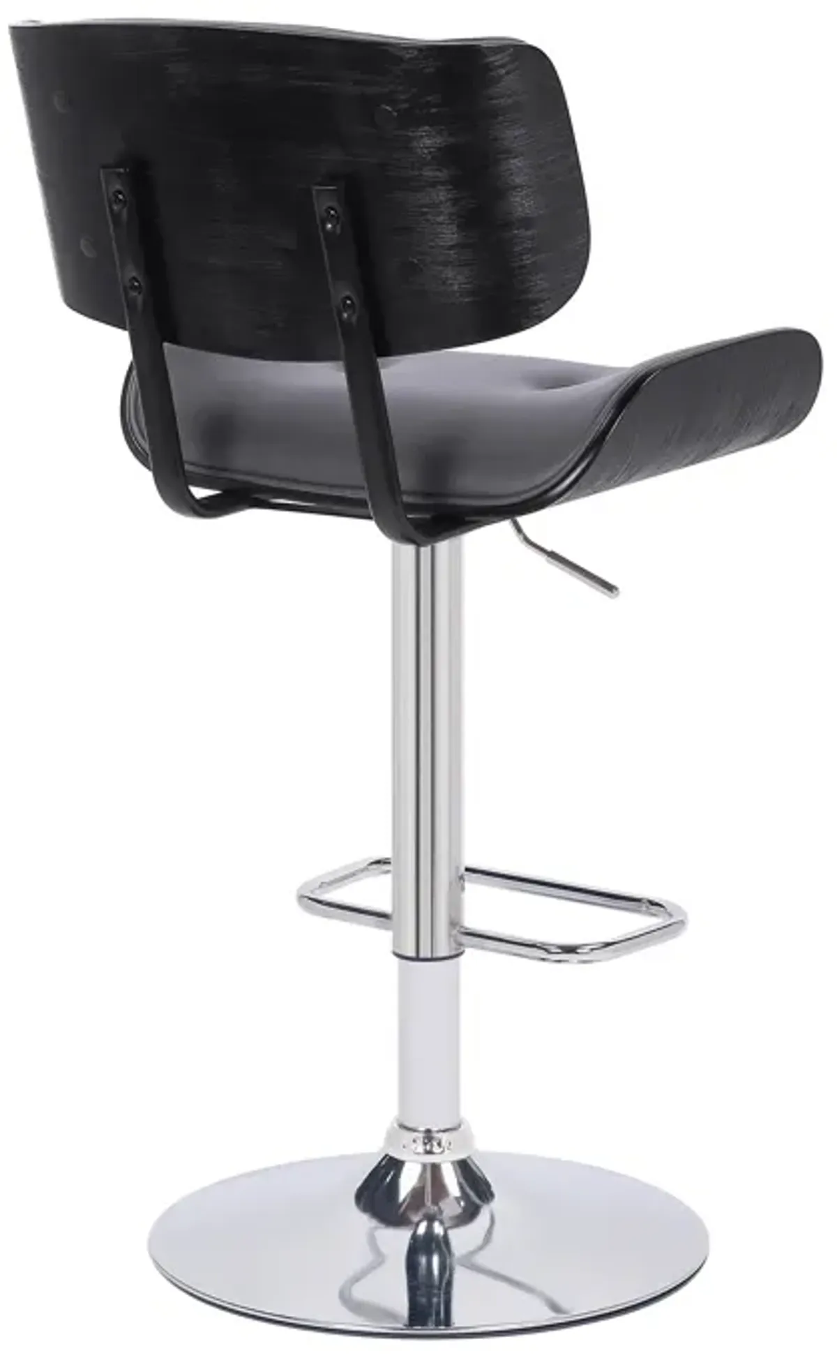 Brooklyn Adjustable Swivel Black Faux Leather and Black Wood Stool with Black Base