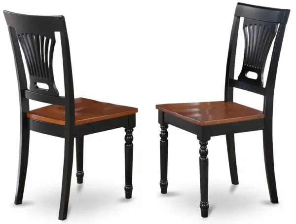 Plainville Kitchen dining Chair with Wood Seat - Black & Cherry Finish., Set of 2