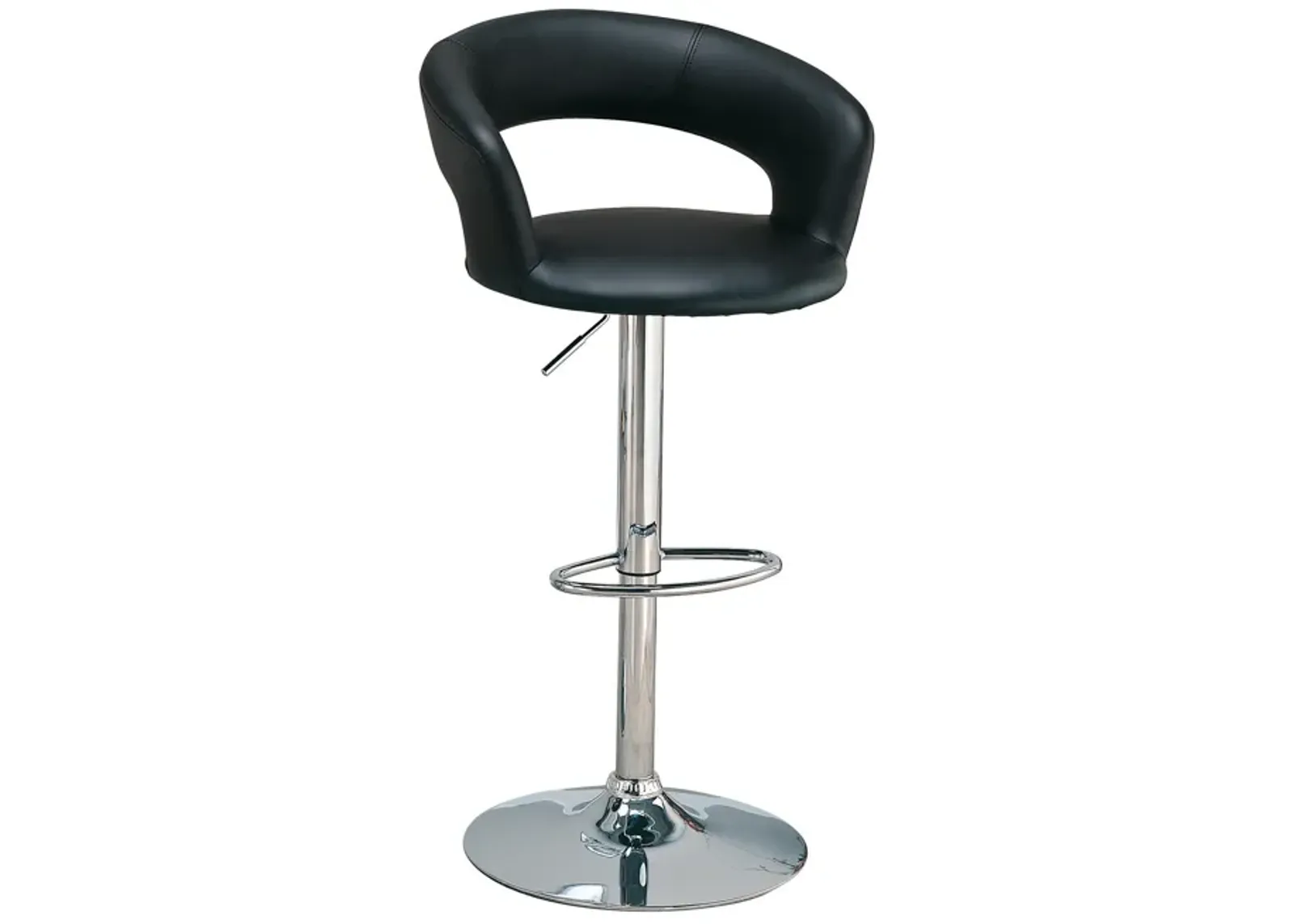 Contemporary Faux Leather Bar Stool, Black-Benzara