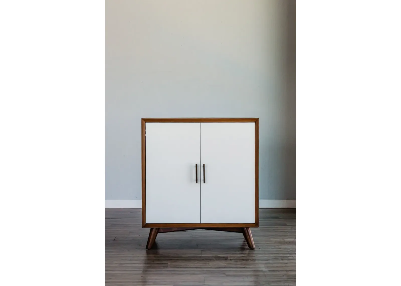 Flynn Small Bar Cabinet, Acorn/White