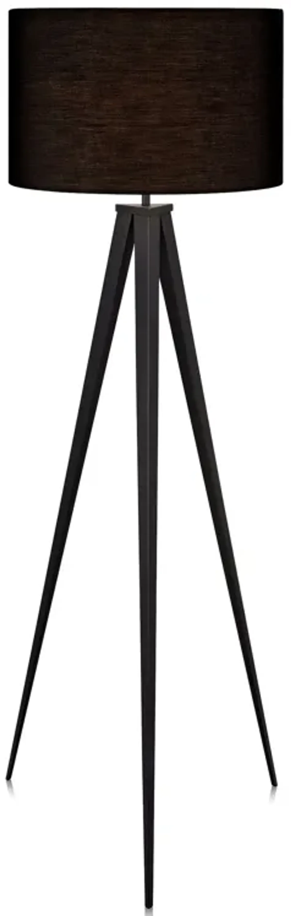 Teamson Home Romanza 61.81" Postmodern Tripod Floor Lamp with Drum Shade, Matte Black