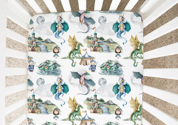 Super Soft Fitted Crib Sheet - Dragons & Knights