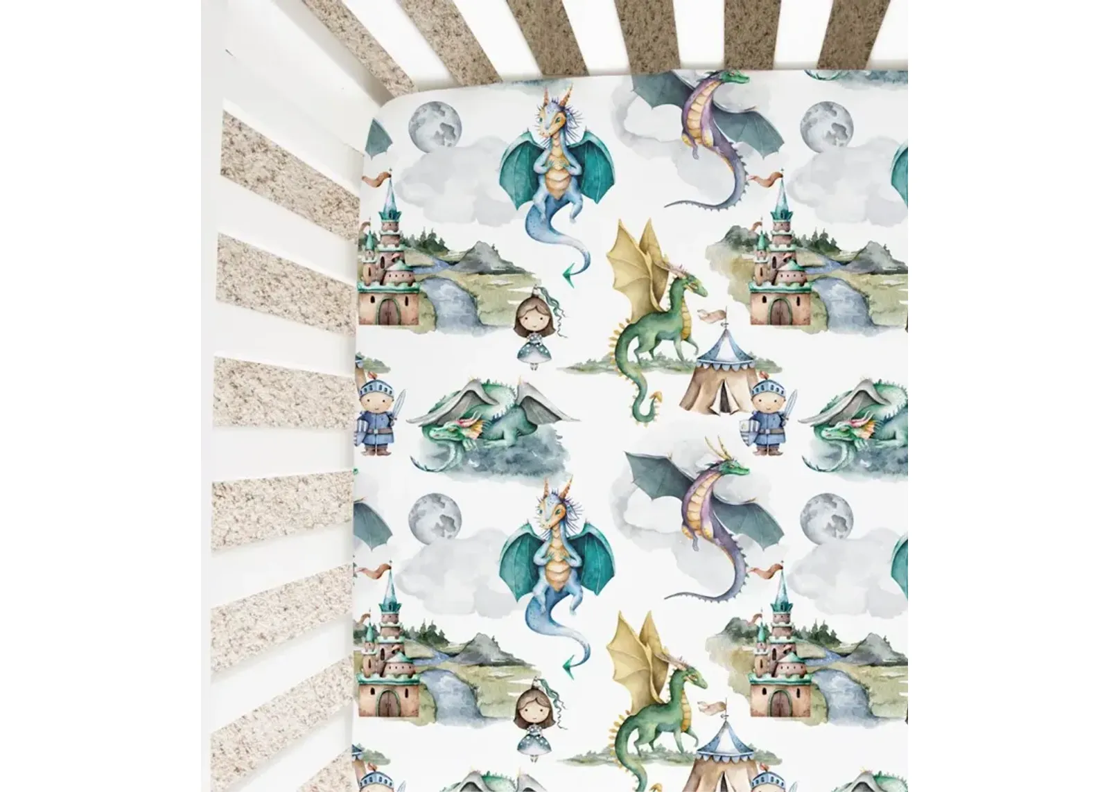 Super Soft Fitted Crib Sheet - Dragons & Knights