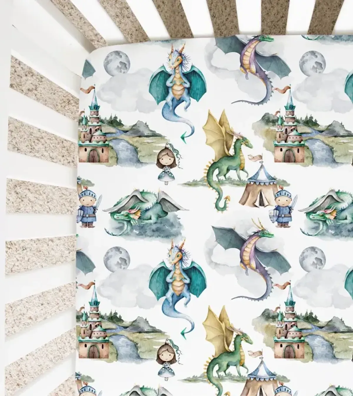 Super Soft Fitted Crib Sheet - Dragons & Knights