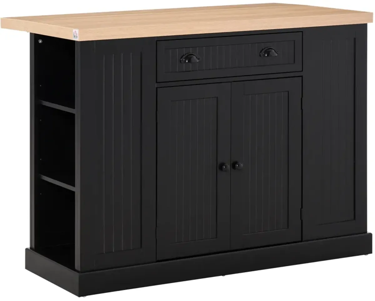 47" Farmhouse Style Kitchen Island Storage Cabinet w/ Drop Leaf Table Countertop