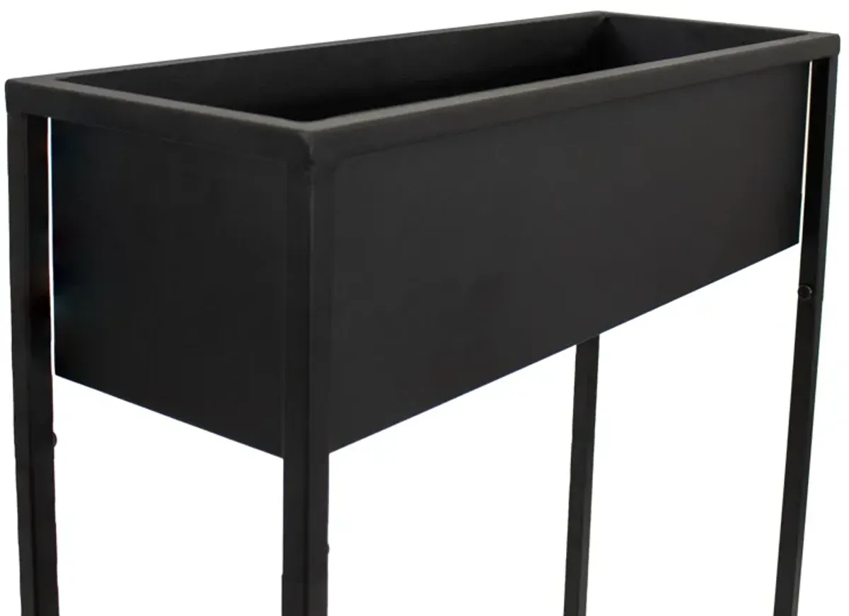 Sunnydaze Modern Simplicity Outdoor Elevated Planter - Black - 2-Pack