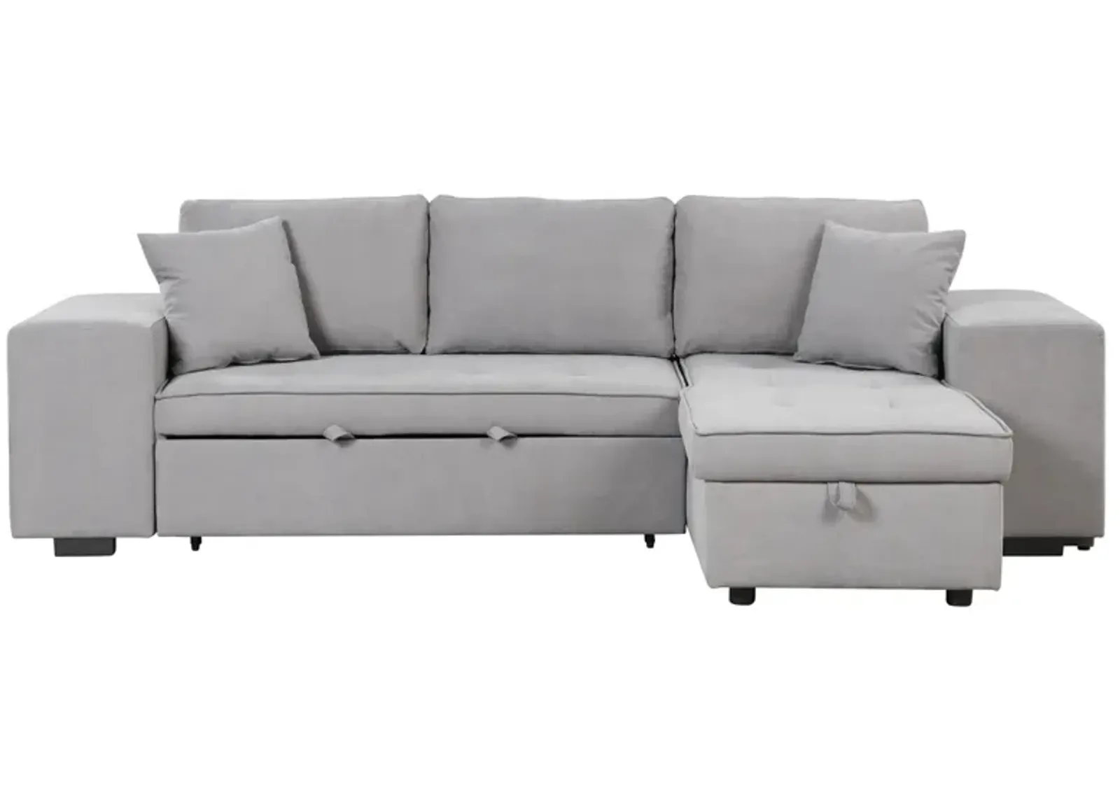 3-Seat Sleeper Sofa Sectional with Storage Chaise & Stools