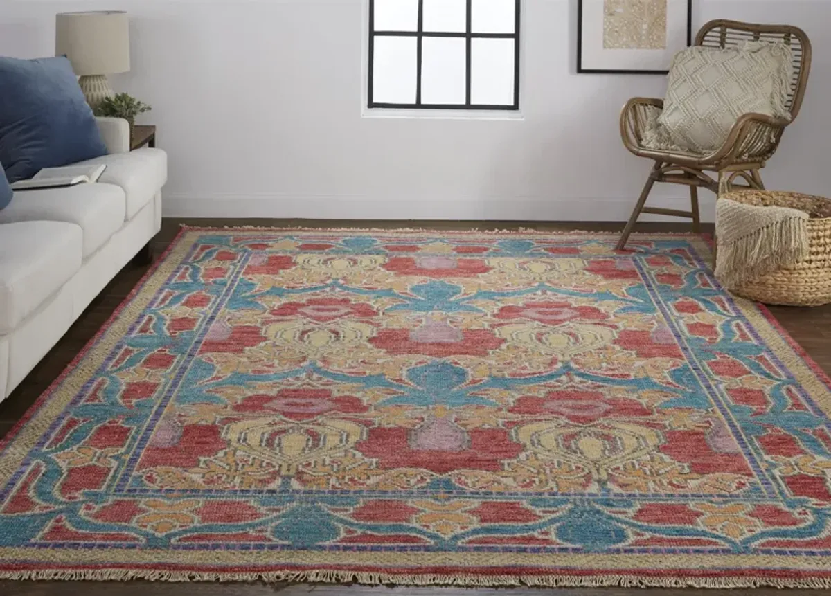 Beall 6633F Blue/Red/Yellow 5'6" x 8'6" Rug